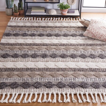 Safavieh 6 x 6 ft. Natural Hand Woven Square Area Rug Ivory & Black NAT292Z-6SQ